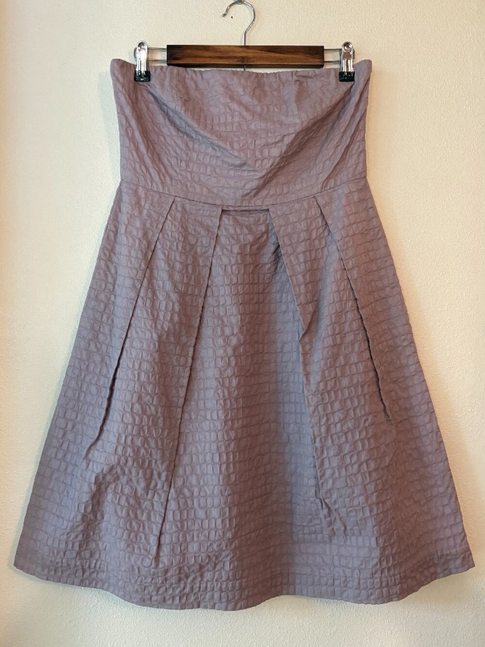 EUC J. Crew 100% Cotton Strapless Pleated Dress Fit Flare Dusty Mauve Size 6